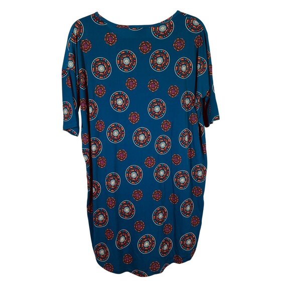 LuLaRoe IRMA Blue Purple Circles Mandala Boho Hi-Low Tunic Top Shirt SMALL S - Picture 2 of 6